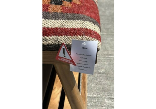 Beautiful Contemporary Kilim Kelem Flat Weave Upholstered Bench Seat With Rack