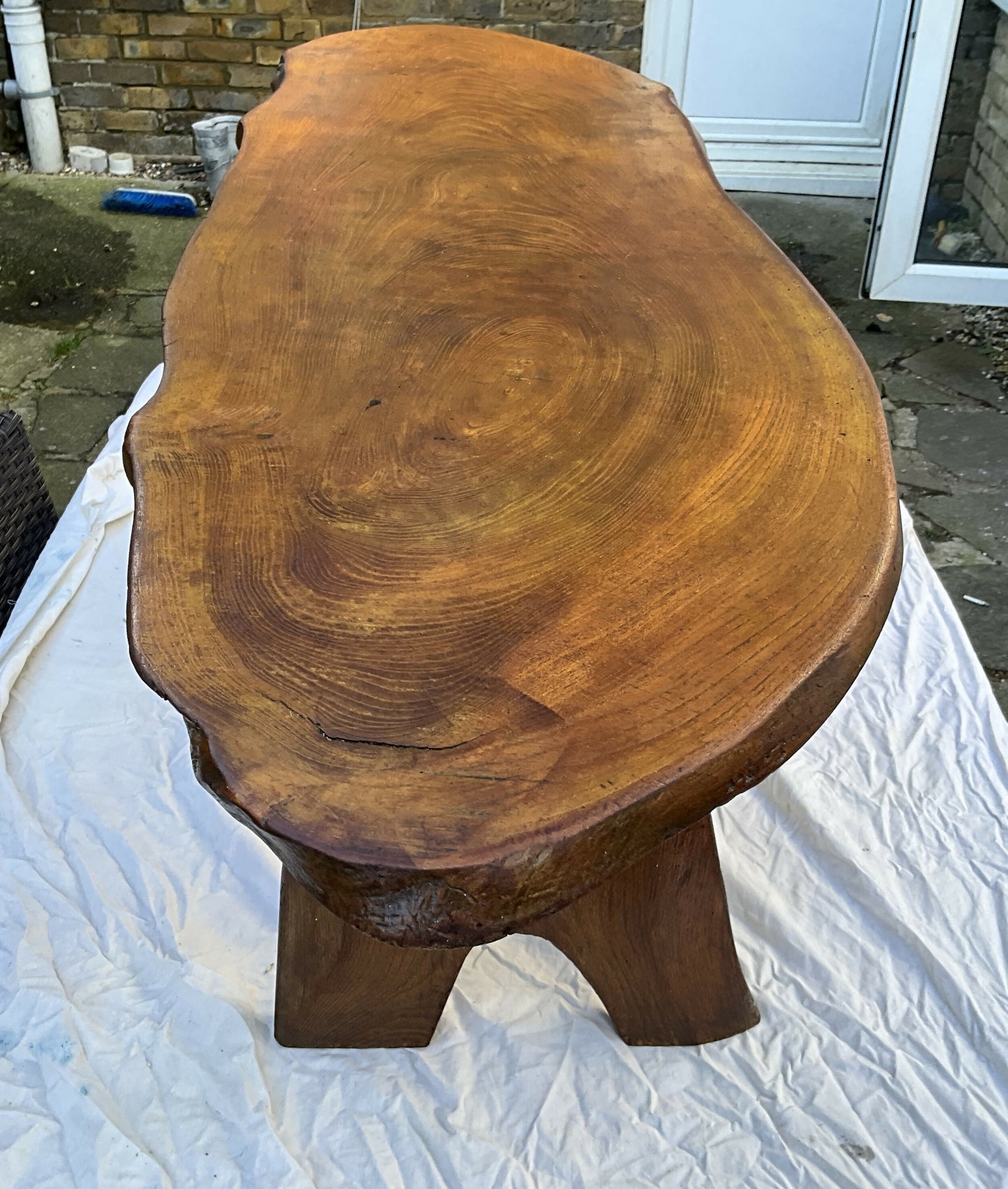 Natural elm slab coffee table