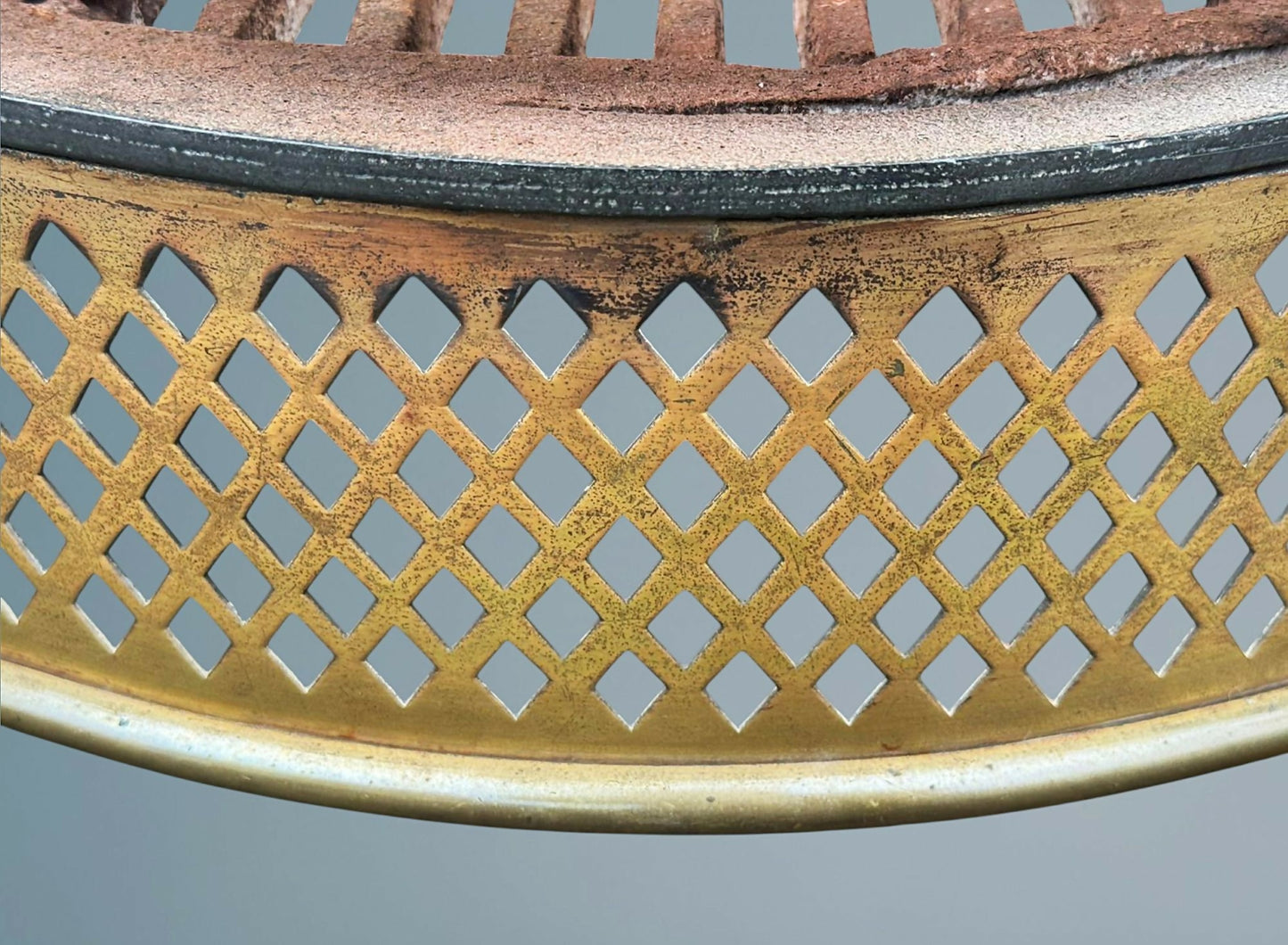 George III Style Wrought Iron and Brass Fire Basket