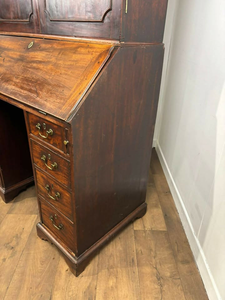 Georgian Mahogany Kneehole Bureau Bookcase