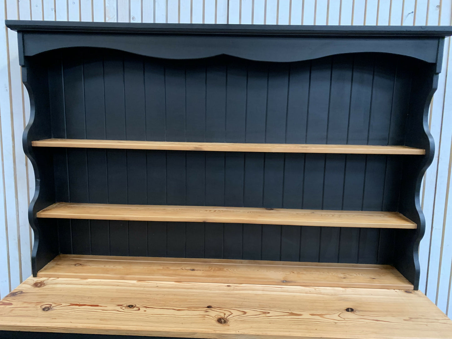 Painted Black upcycled Pine country farmhouse large 2 DOOR Welsh Dresser.