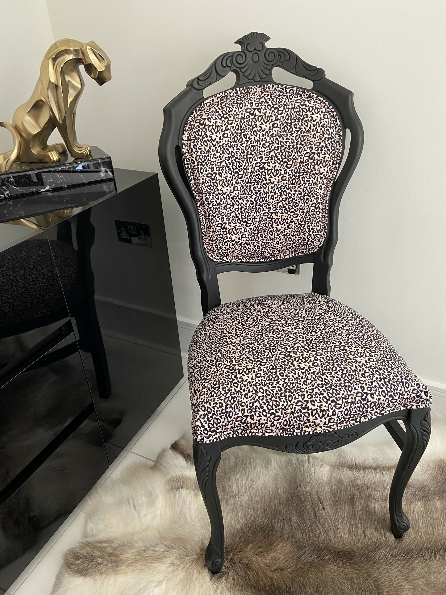 Leopard Print Velvet Chair