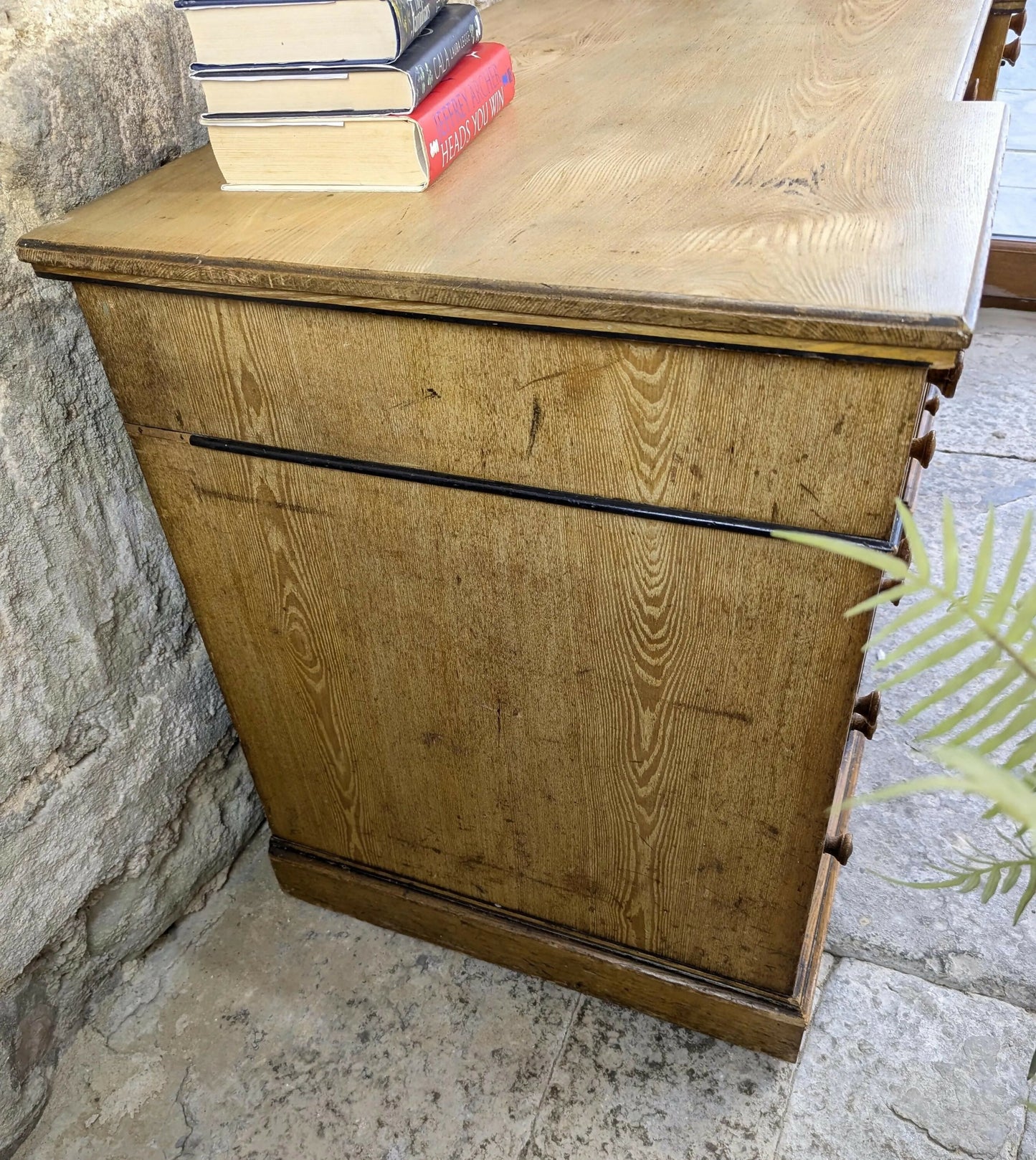 Victorian Ash Pedestal Desk - Arts & Crafts - Refinshed Top