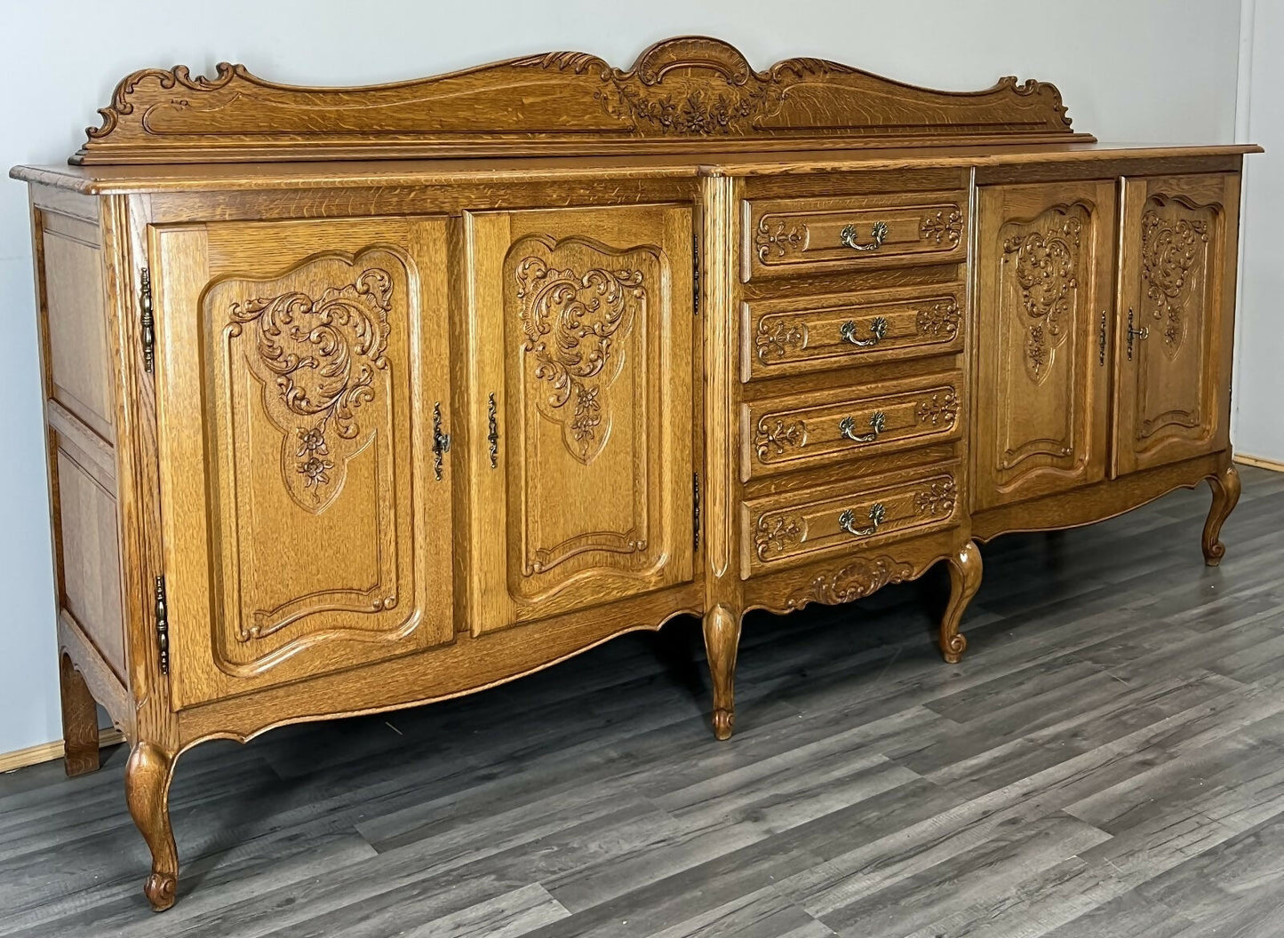Sideboard Vintage French Louis XVI Style Oak Carved 4 Drawers Cabinet LOT 4075