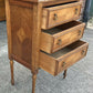 Antique French Louis XVI Style Walnut Marble Topped Bedside Chest Of Drawers