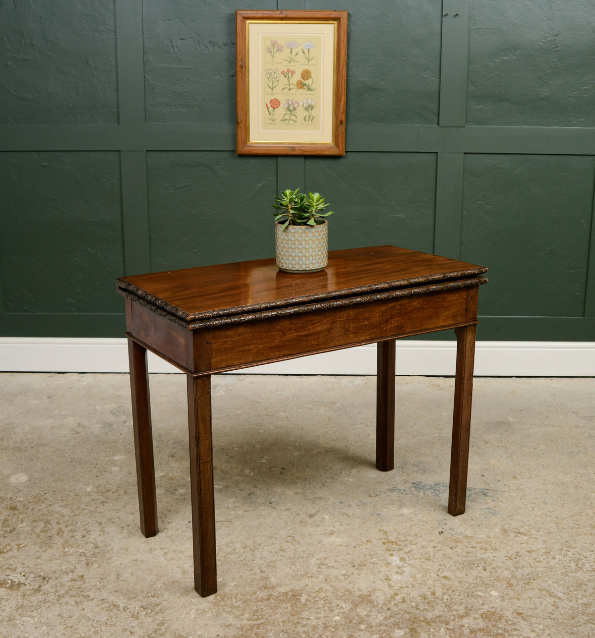Antique Mahogany Fold Over Tea Table - Games Table - Console Table