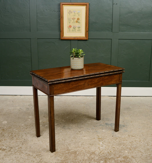 Antique Mahogany Fold Over Tea Table - Games Table - Console Table