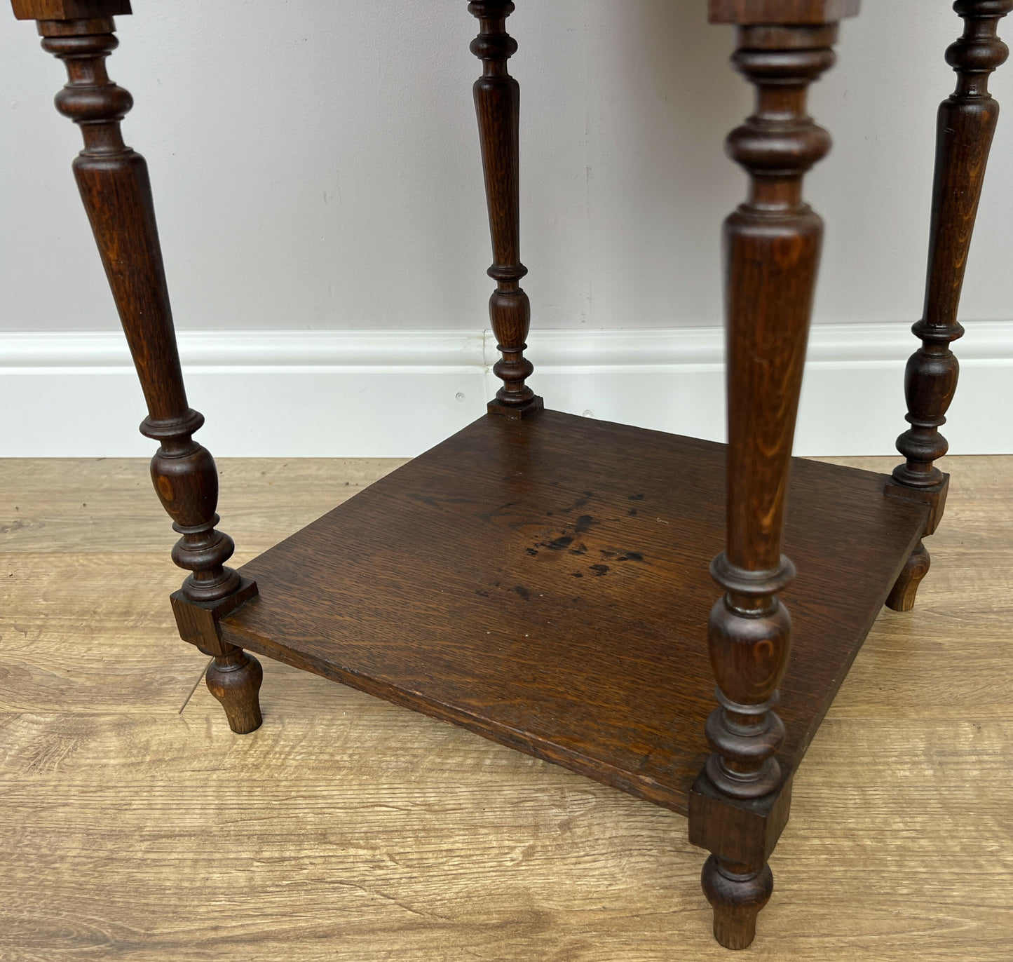 Bedside Table Antique French Style Marble Top Oak Cabinet Nightstand LOT 6246