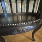 Drinks Cabinet. Handpainted, small oval glazed cabinet. Black/Gold