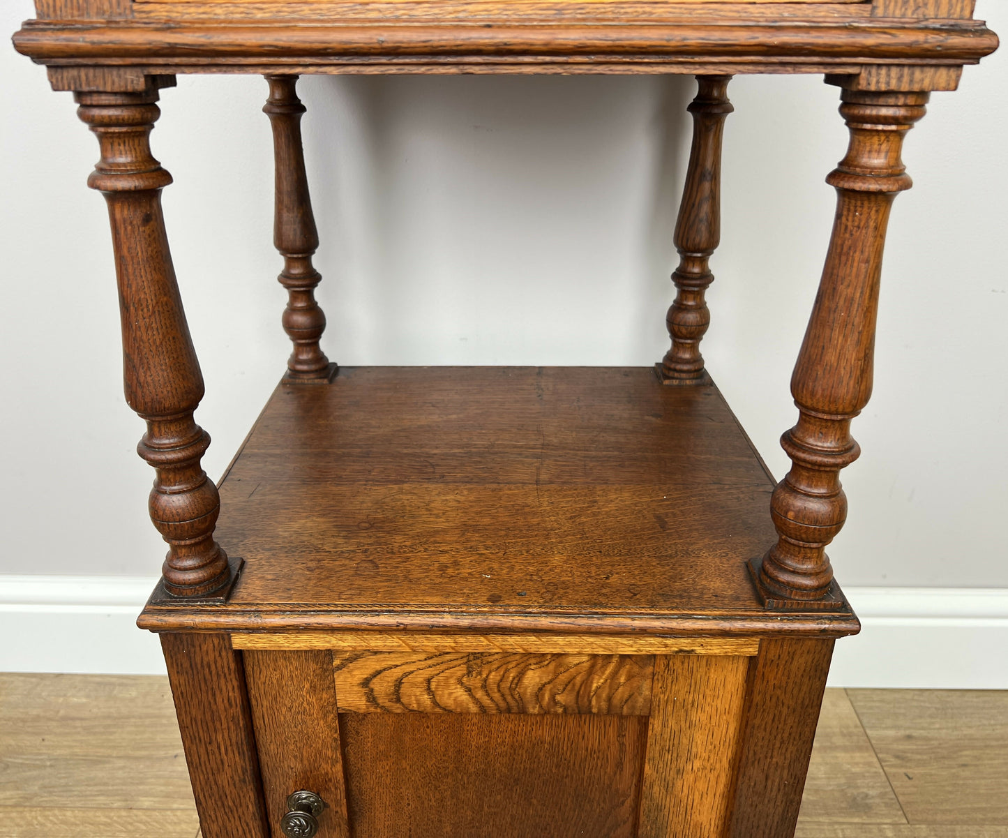 Bedside Table Antique French Style Marble Top Oak Cabinet Nightstand LOT 6243