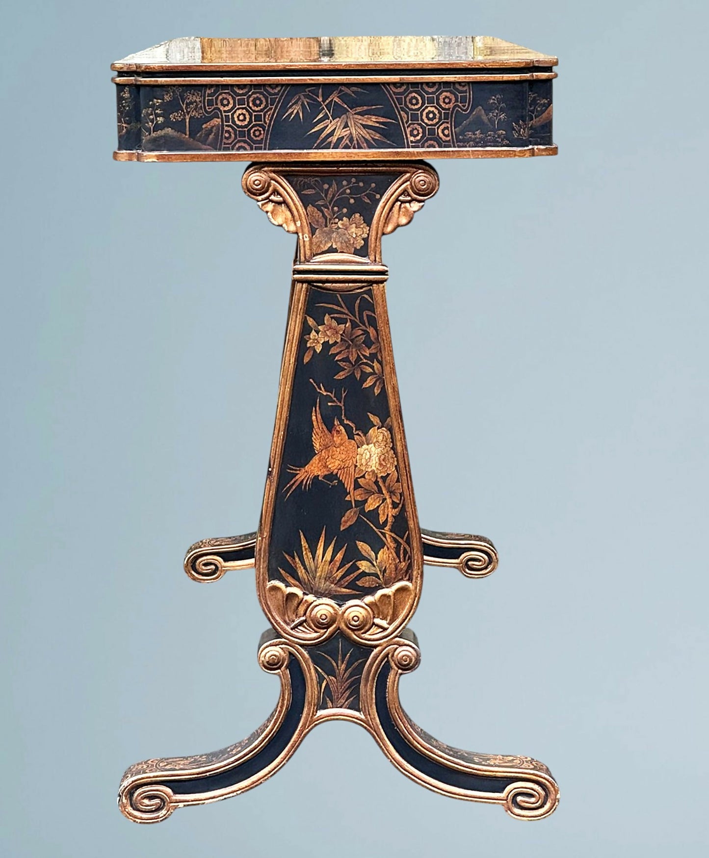 A Regency Style Black Lacquered Centre Table