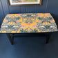 Navy Blue Coffee Table with Sealed Wild Animal Print Top
