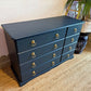 Newly refurbished solid wood chest of drawers blue bank of drawers dovetail joints