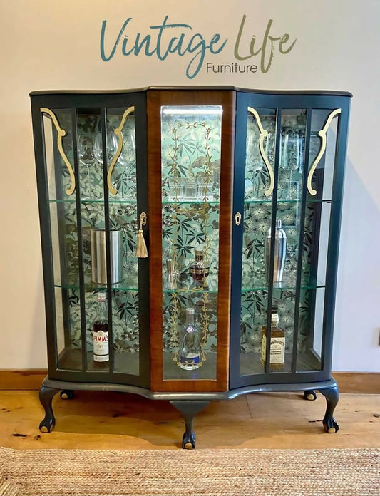 Large Blue Vintage Drinks Display Cabinet