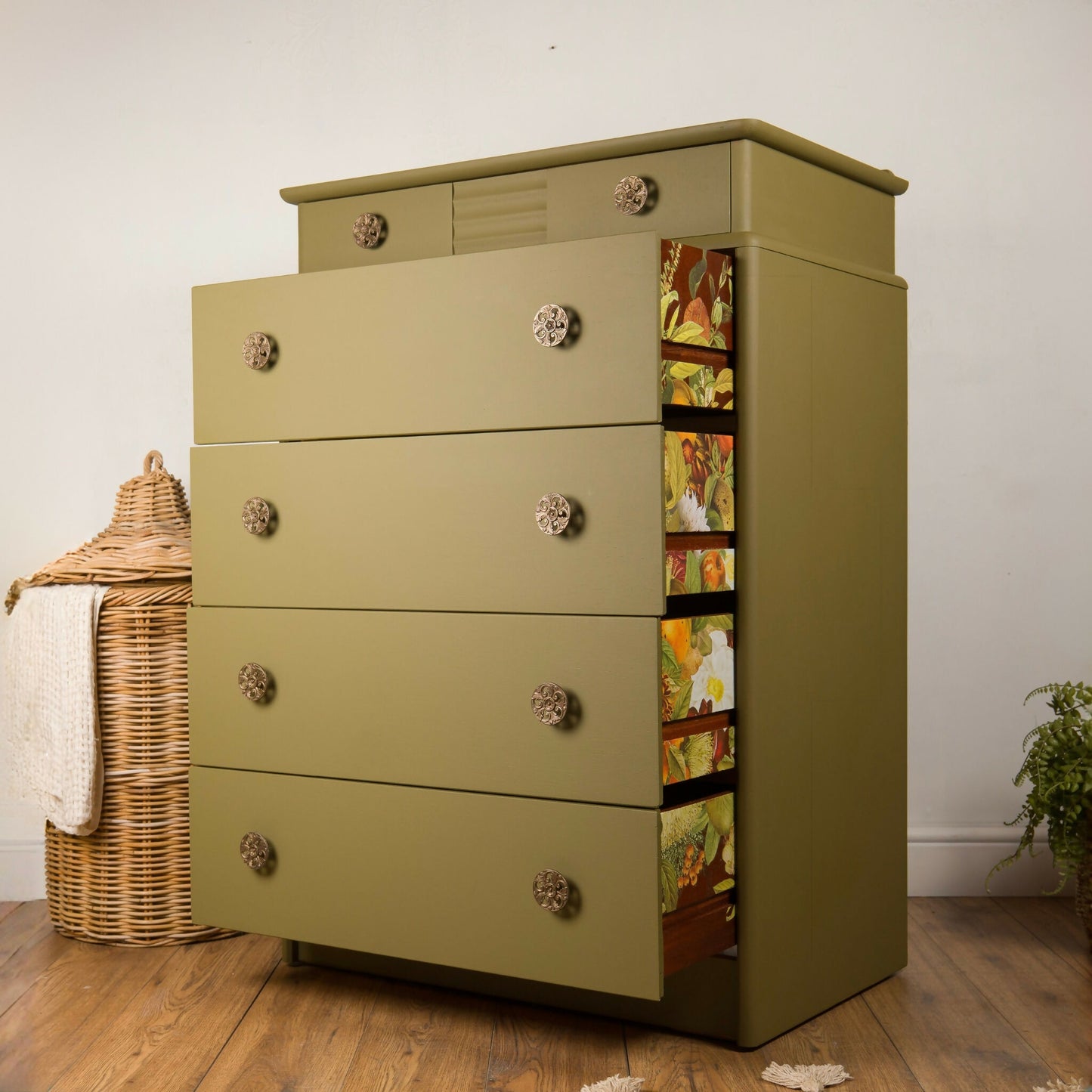 Vintage Upcycled Stag A Range Tallboy Chest of Drawers