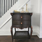 French Side Table Console Table Nightsta in Chocolate Colour with Copper Accents