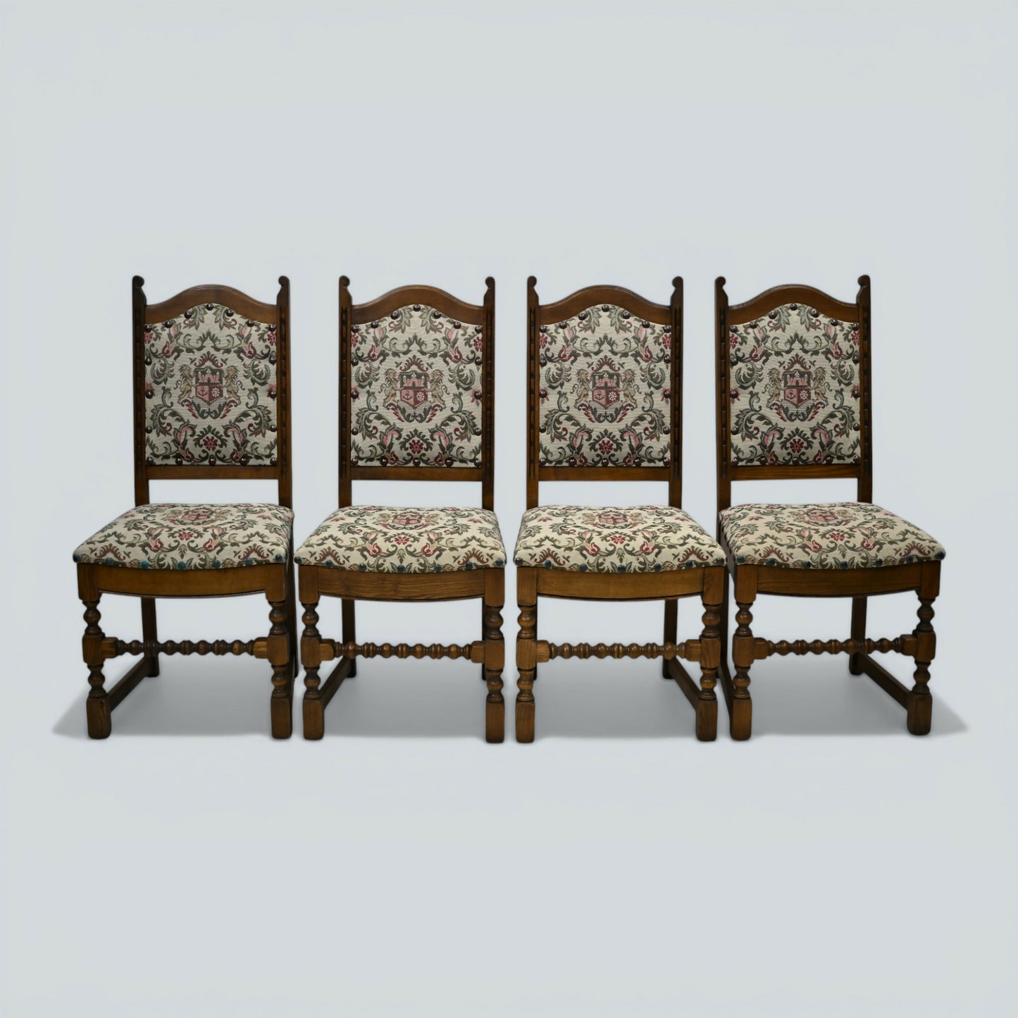 6 Old Charm Premium Dining Chairs Light Oak Studded Upholstery FREE UK Delivery*