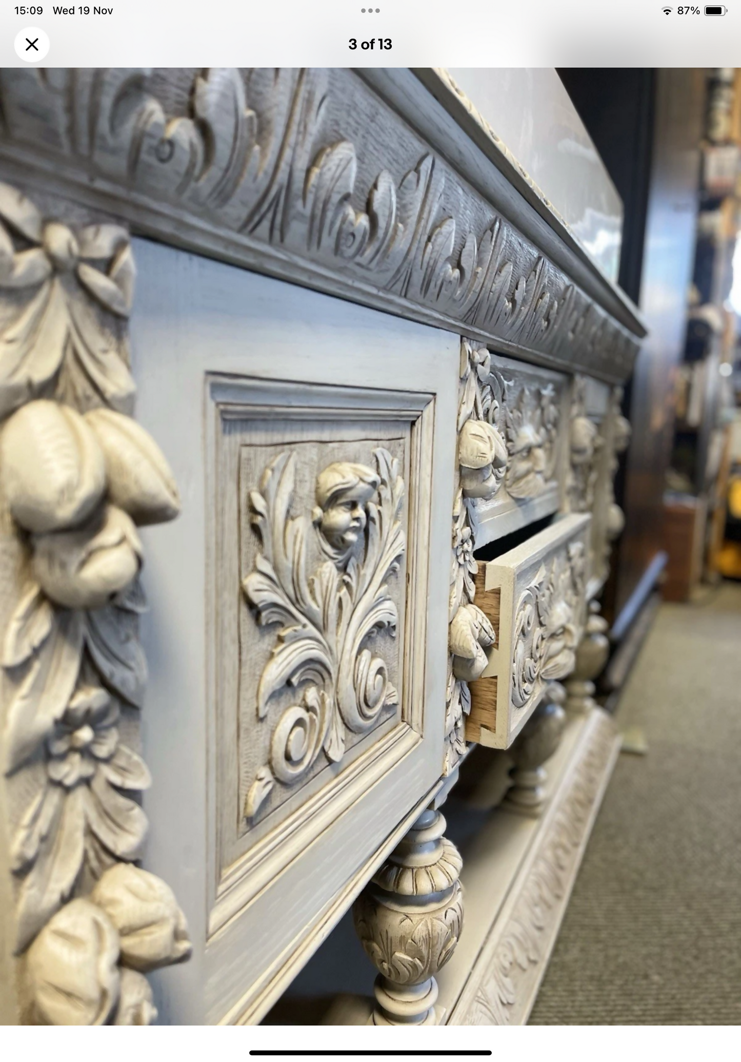 Victorian highly ornately carved Green Man Dresser