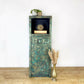 Funky rust effect tall cupboard, lamp table, slim storage cupboard