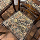 Vintage Set of Seven Oak Ladder Back Dining Chairs Including Carver Chair