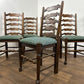 Vintage Oak Set Of Five Ladder Back Dining Chairs