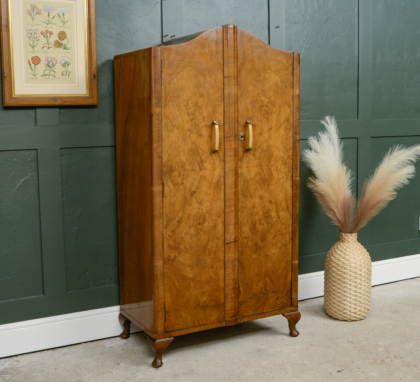 Art Deco Burr Walnut Gentlemans Wardrobe or Childs Wardrobe- SKU 211