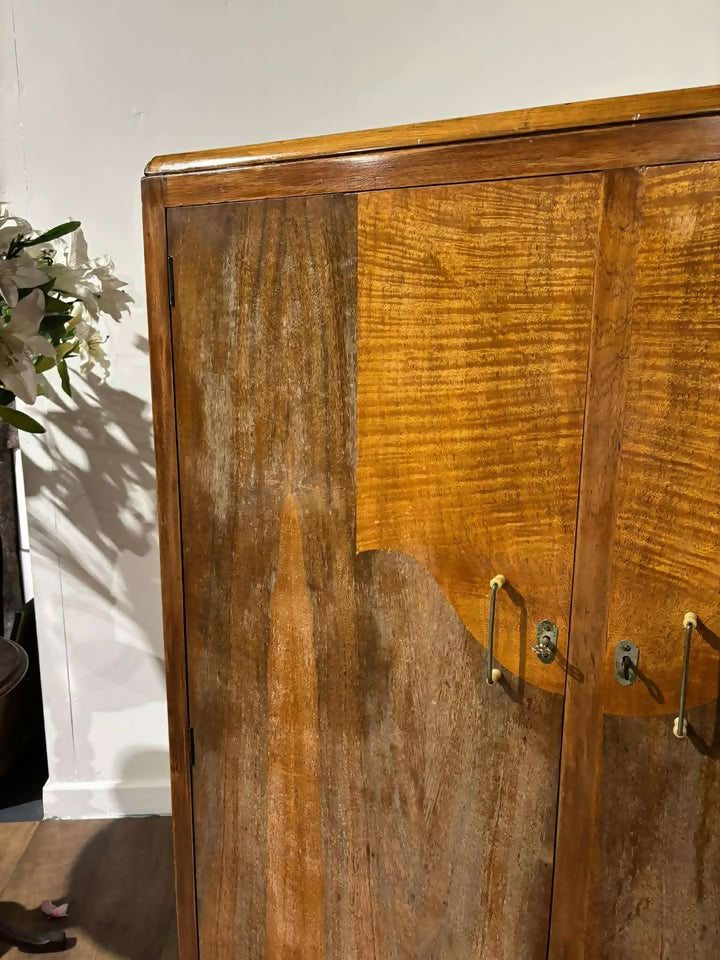 Vintage 1950's Walnut Two Door Wardrobe