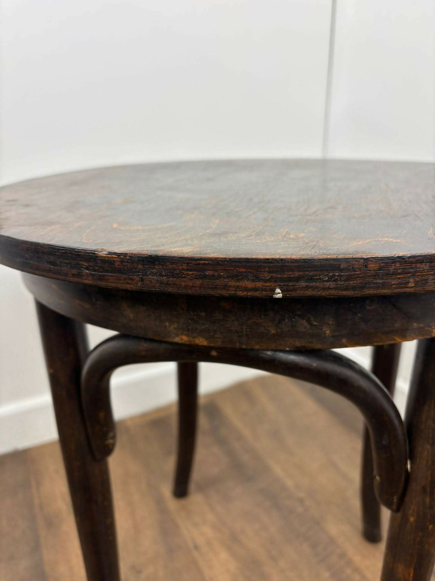 Vintage Small Circular Oak Bentwood Side Table