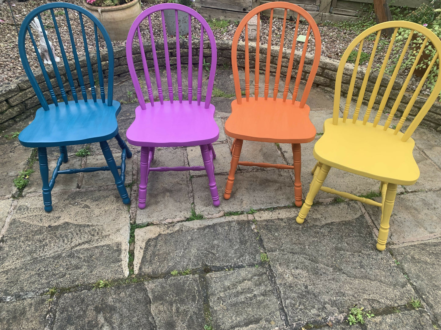 Hand Painted Multi Coloured Dining Chairs