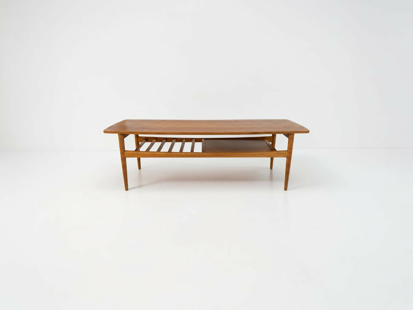 Mid Century Teak Coffee Table With Under Tier Shelf