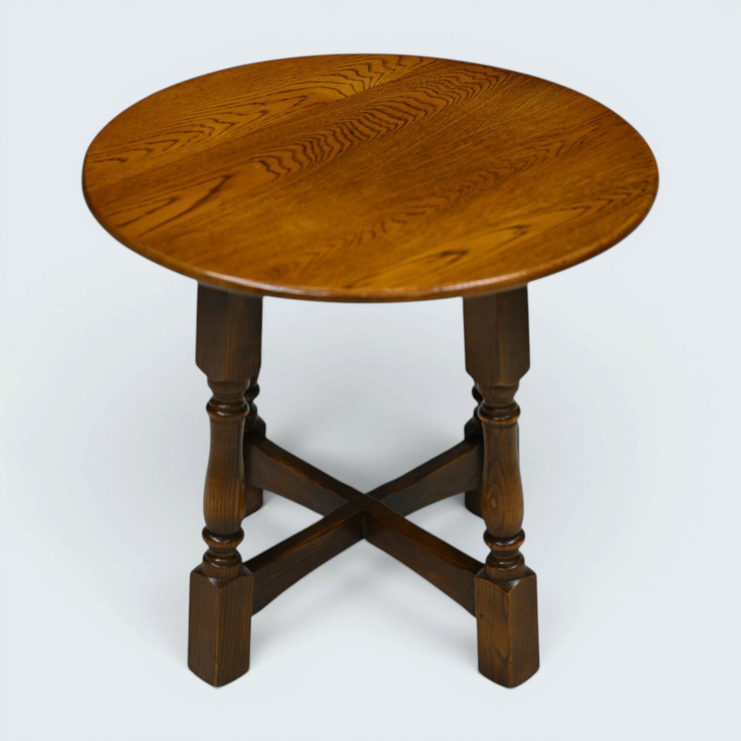 Old Charm Style Round Side Coffee Table Vintage Solid Oak FREE UK Delivery