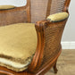 Armchair Vintage French Style Cane Upholstered Accent Carved Chair LOT 6311
