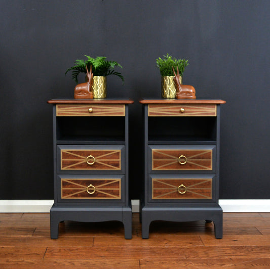 Stag slim bedside drawers in ash grey
