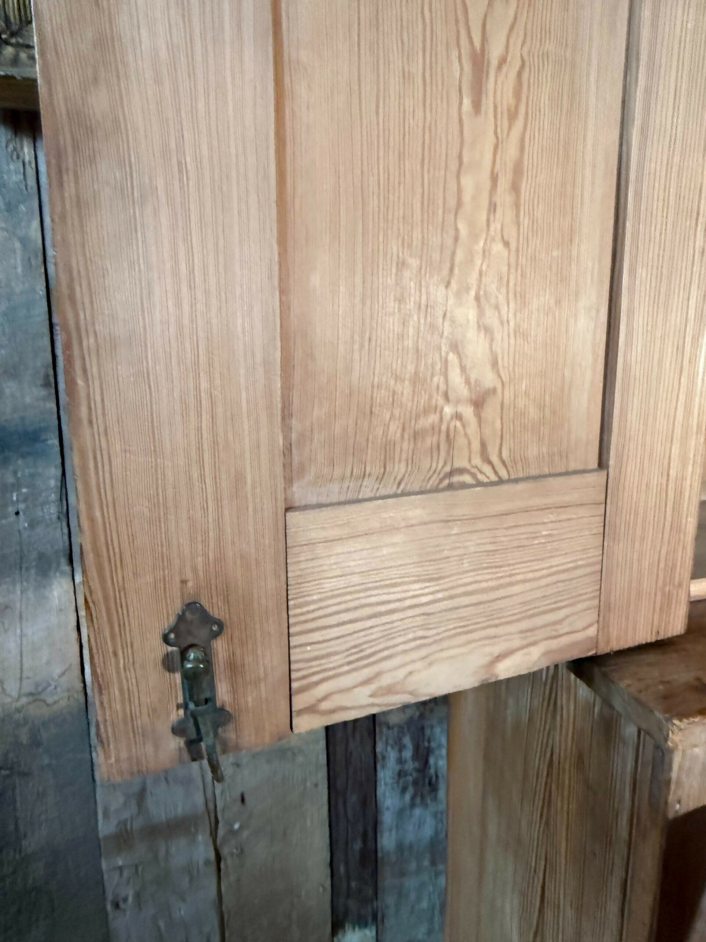 Vintage Early Victorian Tall Pine Housekeeper Pantry Kitchen Larder Shelves Double Cupboard, c.1820