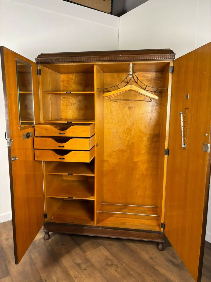Vintage 1950's Oak Gents Wardrobe