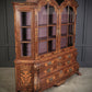 Large Marquetry Inlaid Walnut Bombe Shaped Vintage Cabinet