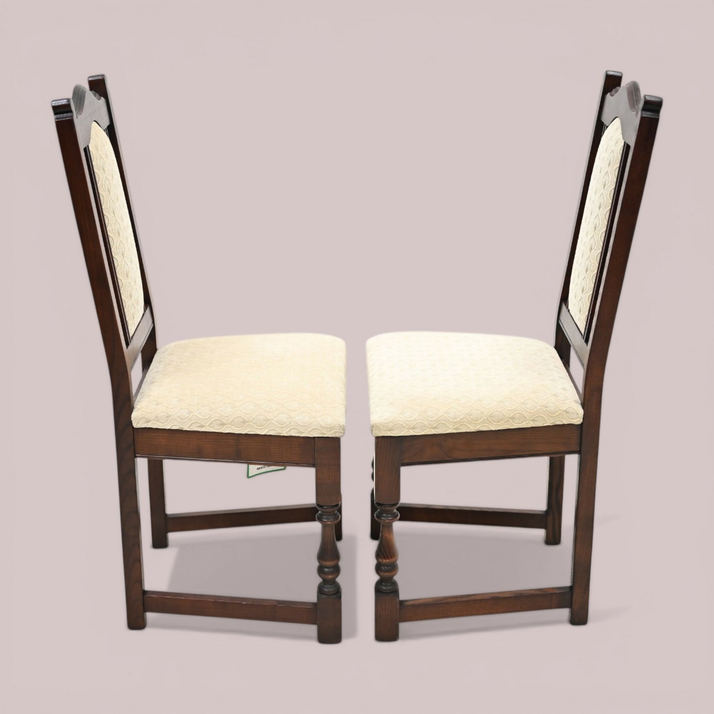 2 Old Charm Dining Chairs Solid Oak Tudor Brown Finish EXC FREE UK Delivery