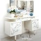PAINT TO ORDER- G plan triple mirror floral dressing table in white
