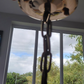 Repurposed Victorian Cloche Pendant Light - Gold Shimmer Finish