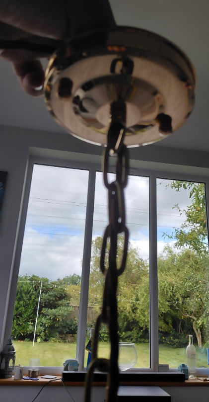 Repurposed Victorian Cloche Pendant Light - Gold Shimmer Finish