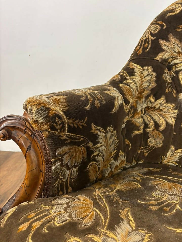Victorian Upholstered Armchair on Castors