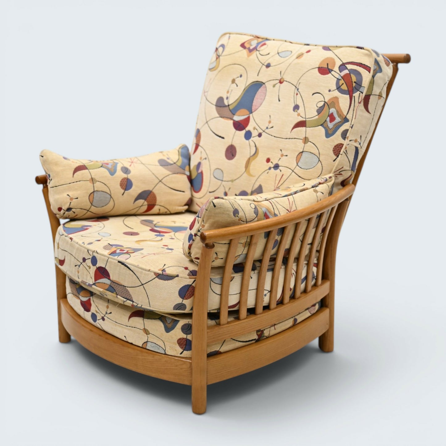 Ercol Renaissance Easy Chair Light Finish Miro Style Upholstery FREE UK Delivery