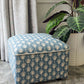 Footstool Pouffe Ottoman square on 4 feet Reupholstered in a High End Belgium Linen