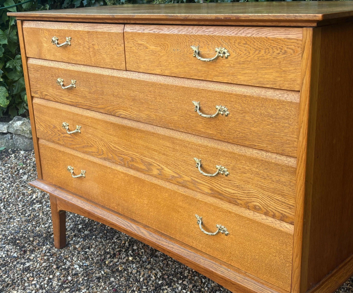 Vintage 1960's Handmade Oak Chest Of Drawers