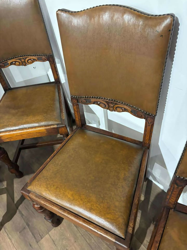 Set of Four Vintage 1940s Oak Dining Chairs