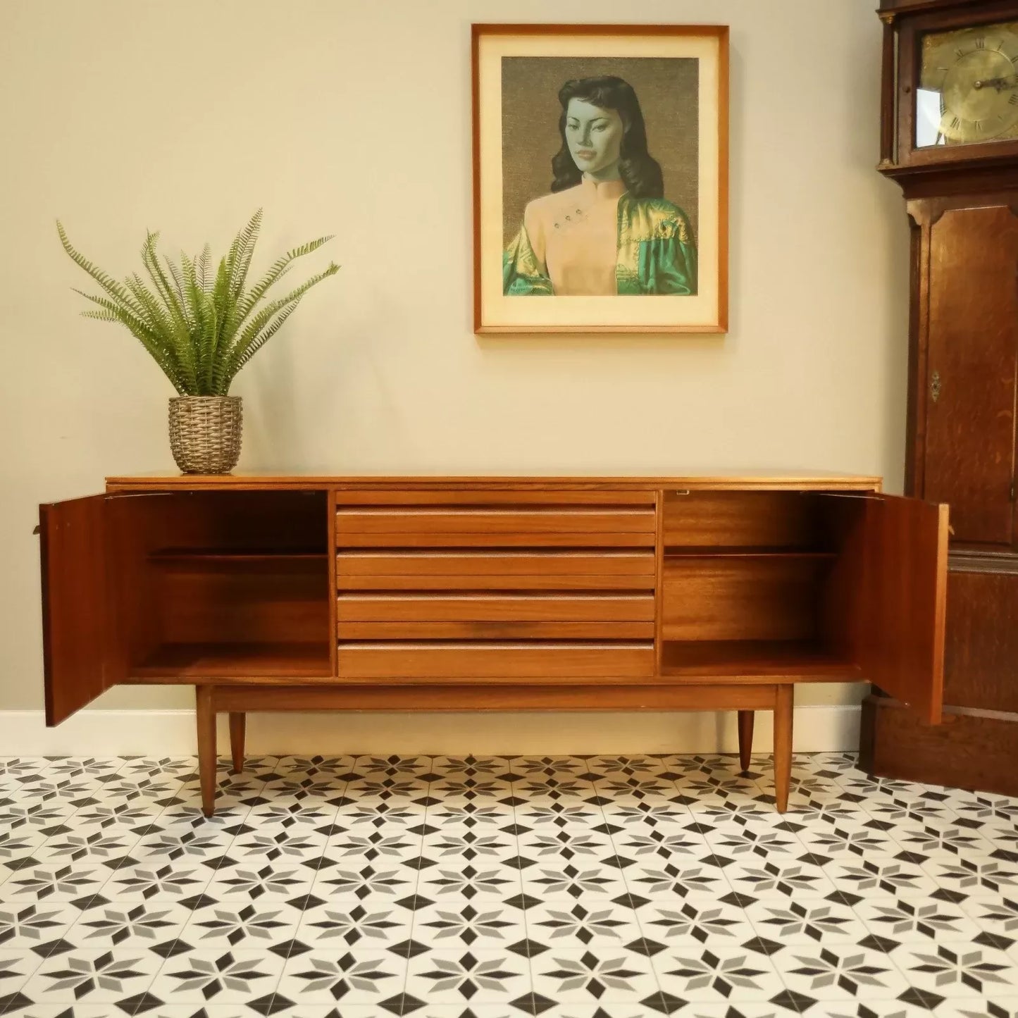 Vintage White and Newton Teak Mid Century Sideboard