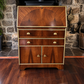 Art Deco Style Walnut Bureau/Writing Desk with Teal & Gold Interior