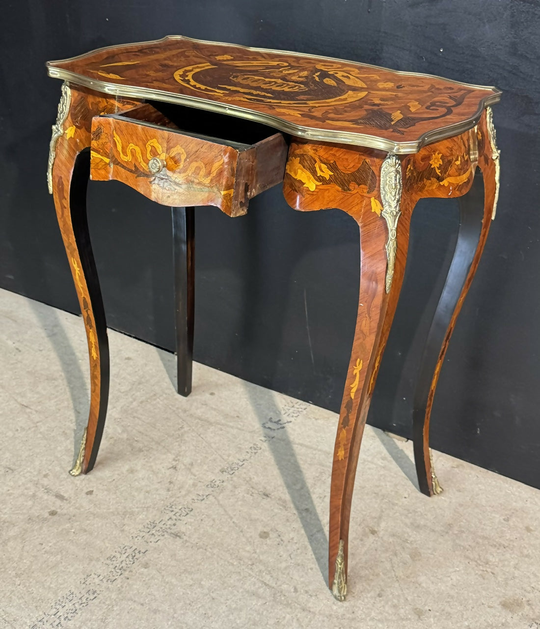 Pretty French Marquetry Lamp Table