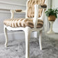 Louis XVl Newly Upholstered Accent Chair Silk Stripe Fabric, White Painted Frame