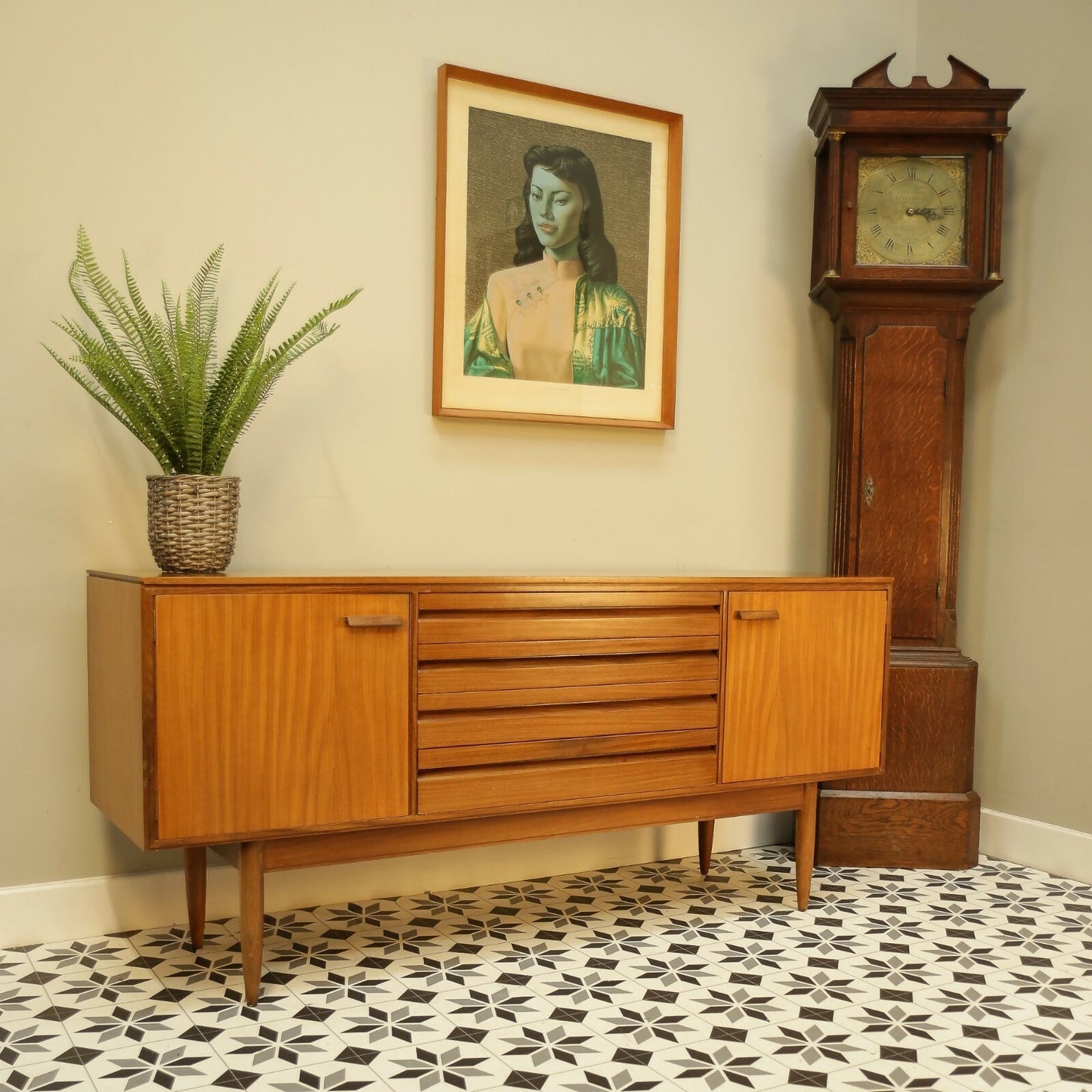 Vintage White and Newton Teak Mid Century Sideboard